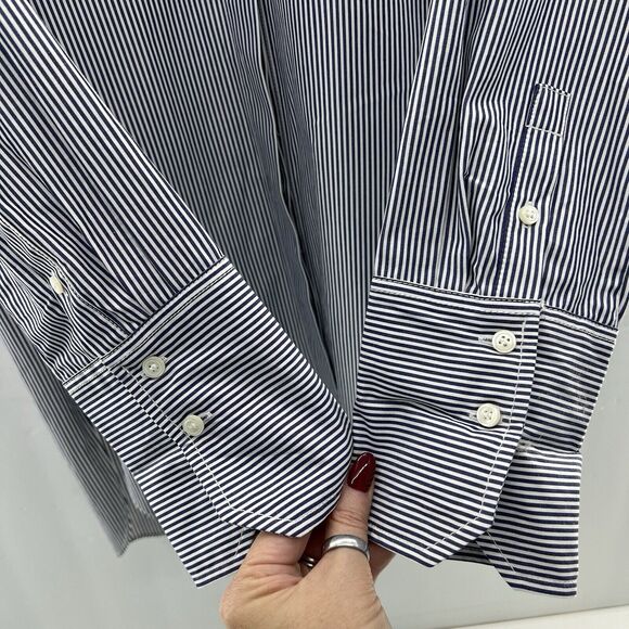 J. Crew Sz M Button Front Tunic Shirt Factory Striped Infinity Long Sleeve C3531 - Picture 5 of 13